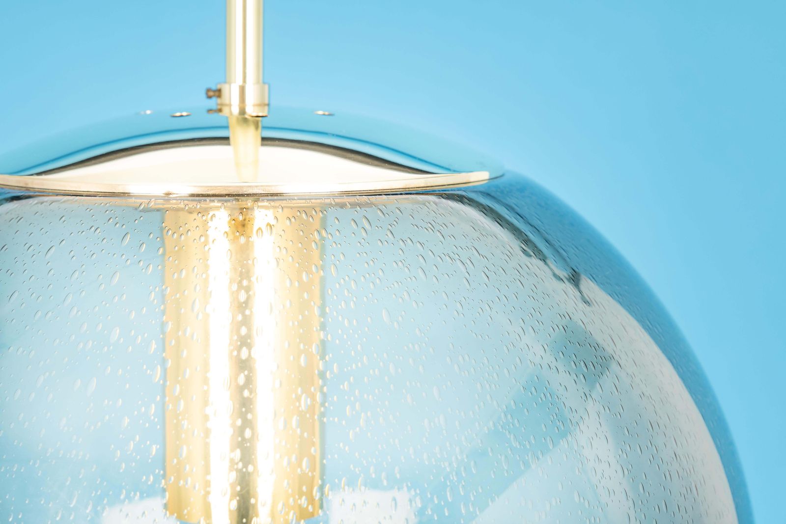 731.0 Limburg Brass With Smoked Glass Ball Pendant, Germany, 1970s photo