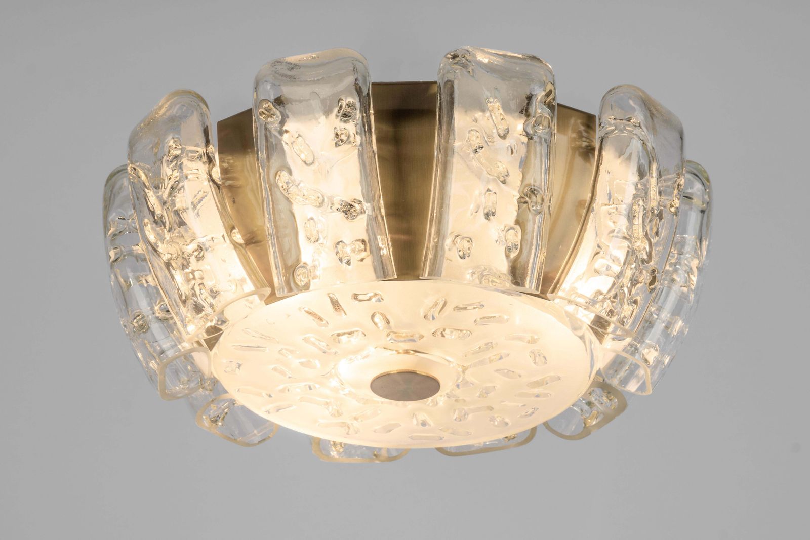 1 Of 3 Petite Stunning Murano Glass Flushmount By Doria, Germany, 1960s photo vintage