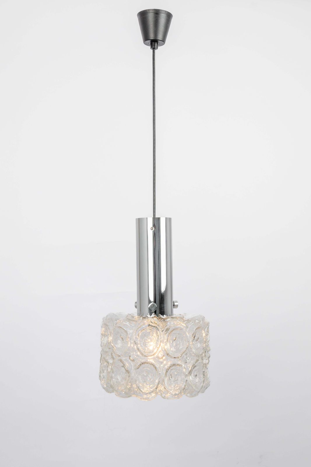 1 Of 3 Glass Chrome Pendants By Limburg, Germany, 1970s photo for sale
