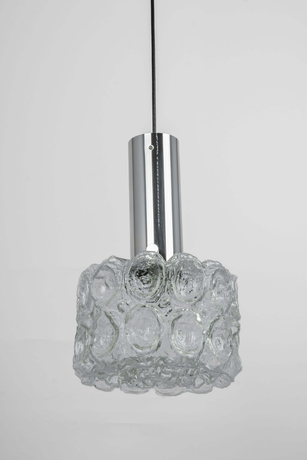 Lighting 1 Of 3 Glass Chrome Pendants By Limburg, Germany, 1970s photo