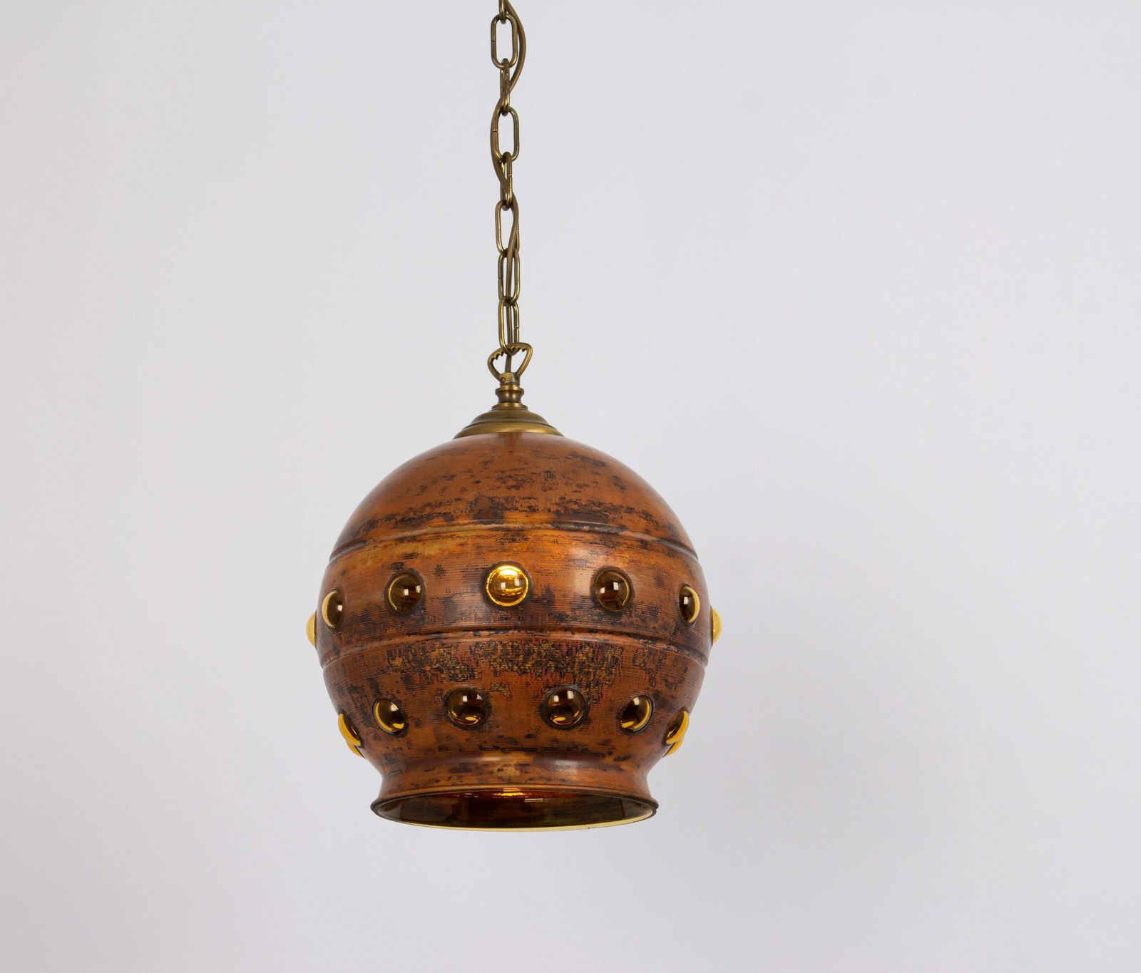 photo furniture 1 Of 6 Copper & Amber Glass Bubble Pendant Lamp In Nanny Still Style, 1960s