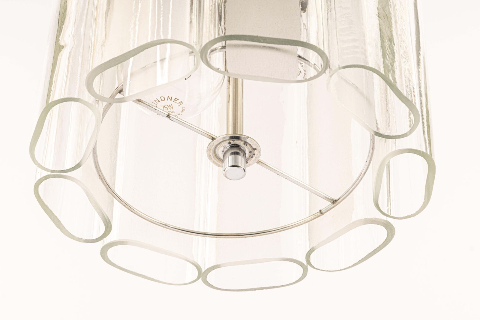 1 Of 6 Cylindrical Pendant Fixture With Crystal Glass By Doria, Germany, 1970s photo vinterior
