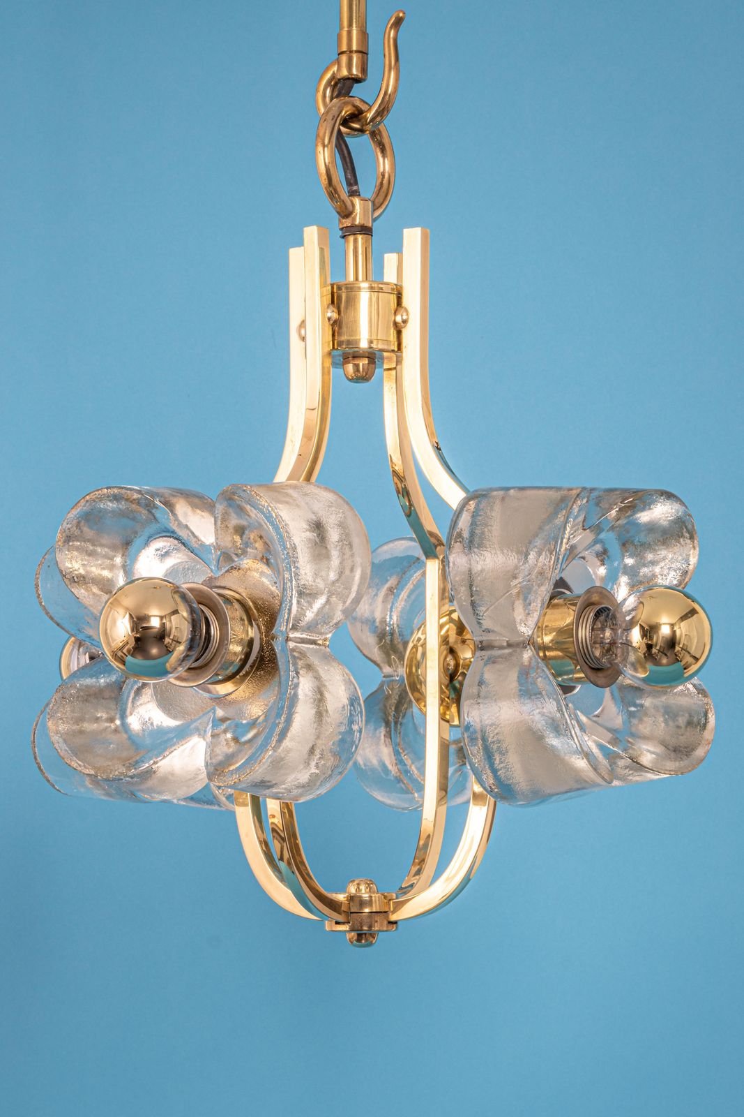 Lighting Petite Brass And Crystal Glass Pendant By Sische, Germany, 1970s photo