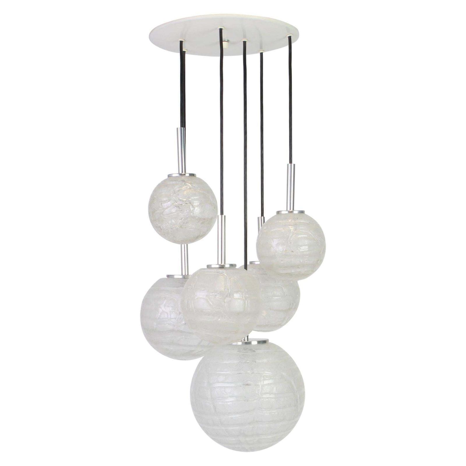 Large Designer Cascading Chandelier Murano Glass By Doria, Germany, 1970s