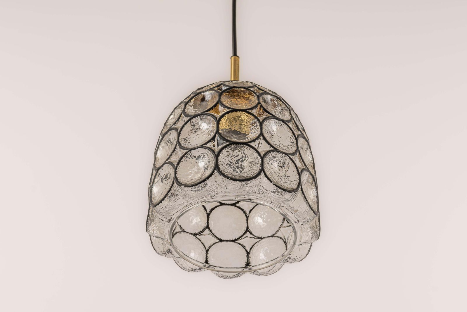 1 Of 4 Petite Iron And Clear Glass Pendant Lights By Limburg, Germany, 1960s photo vintage