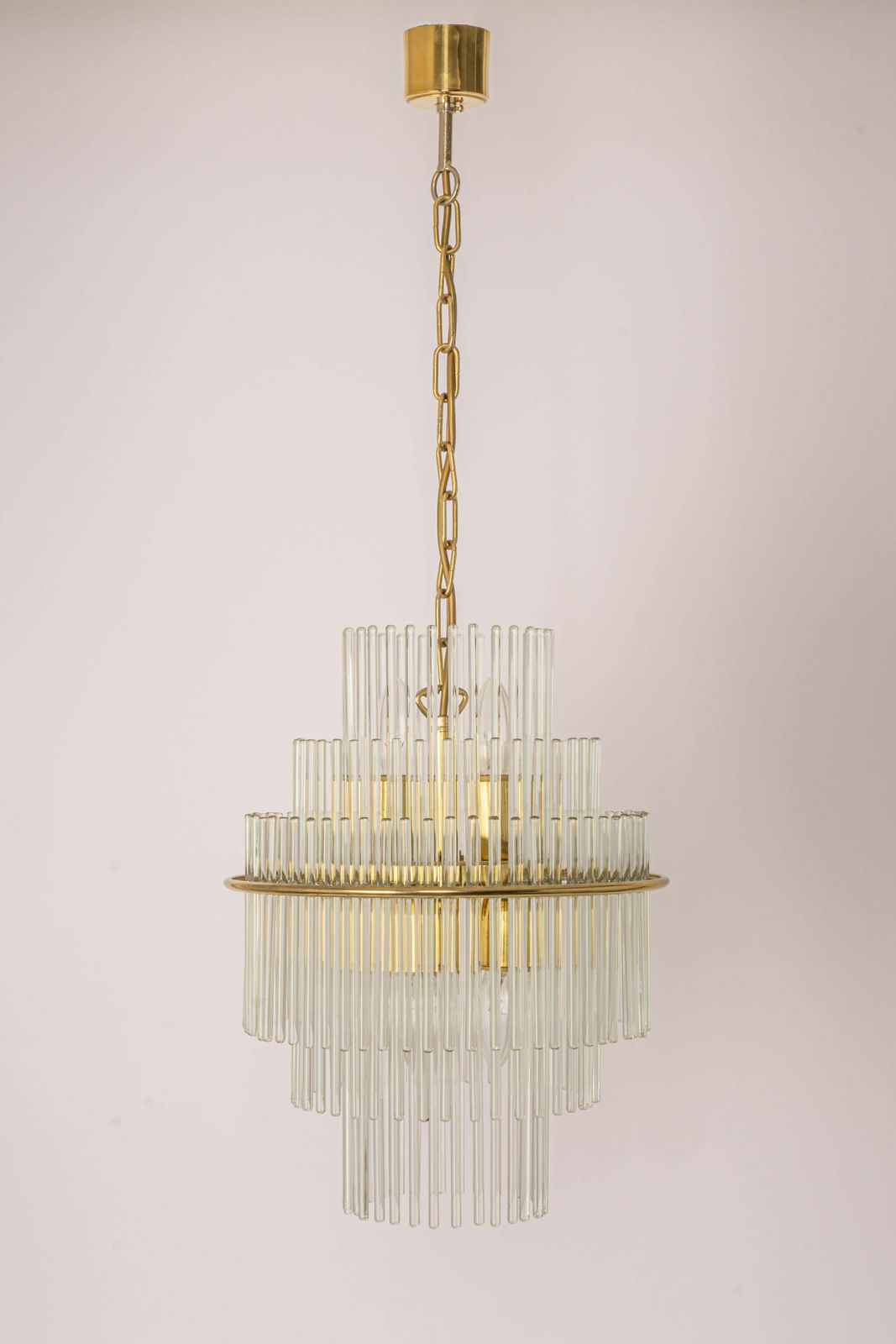 1 Of 2 Petite Crystal Glass Rod Pendant Light, Germany, 1970s photo furniture