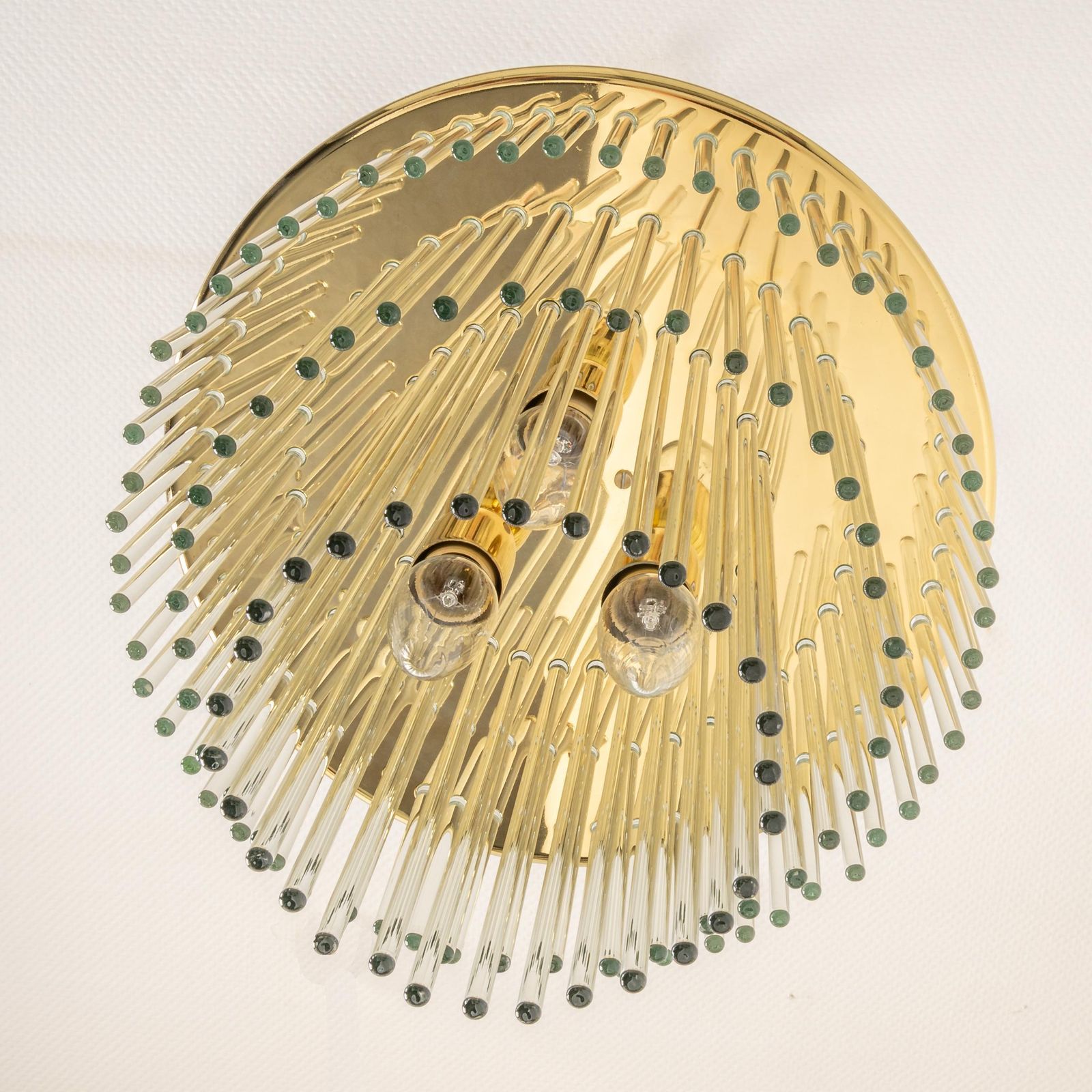 1 Of 2 Petite Crystal Glass Rod Pendant Light, Germany, 1970s photo vinterior