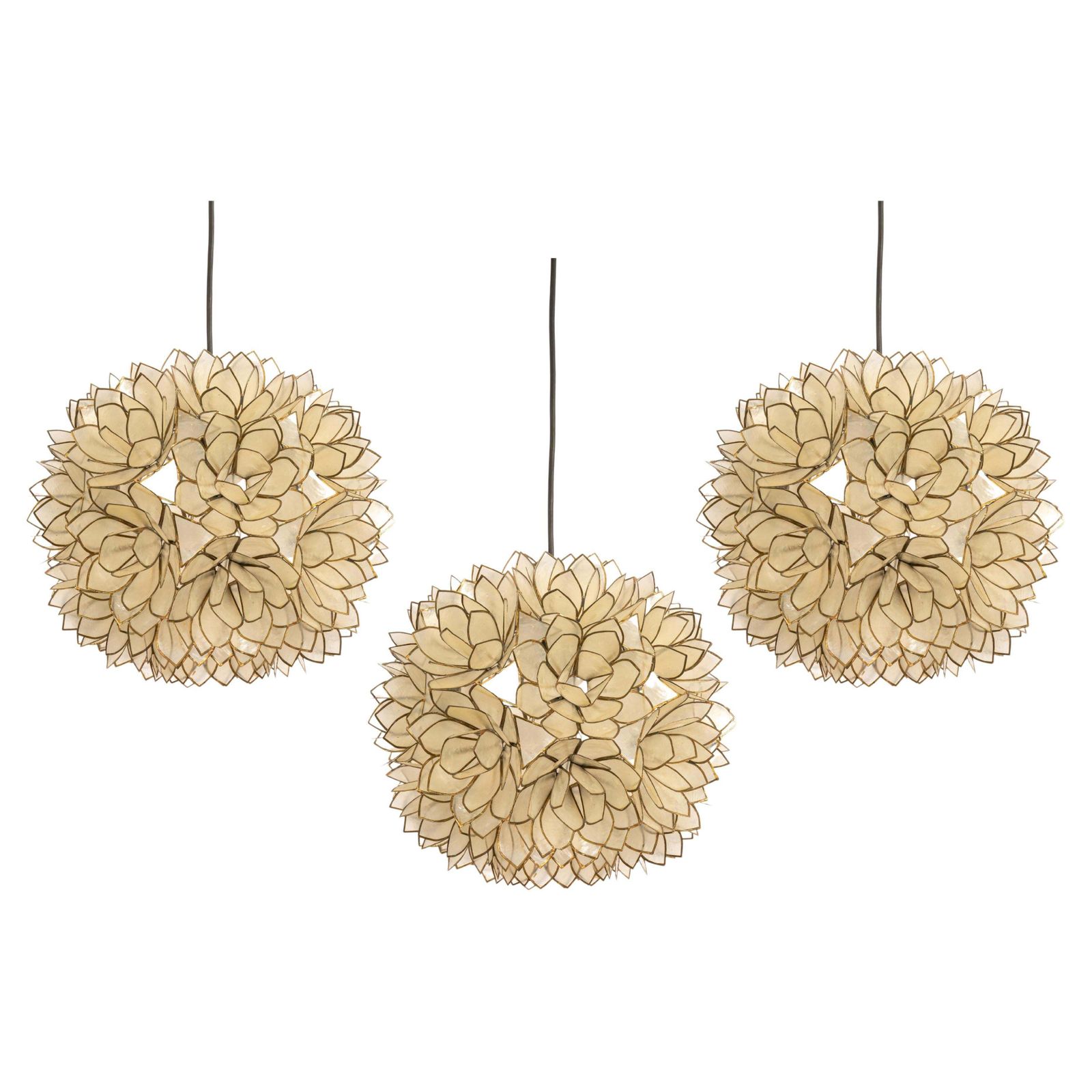 1 Of 5 Capiz Shell Lotus Ball Chandelier Pendant Light Germany, 1960s