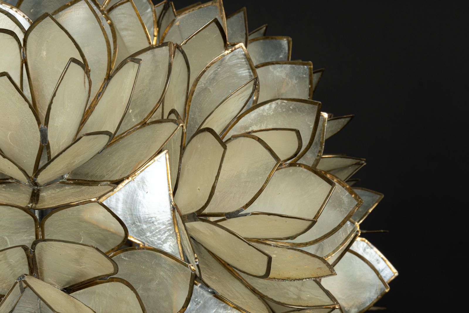 photo for sale 1 Of 5 Capiz Shell Lotus Ball Chandelier Pendant Light Germany, 1960s