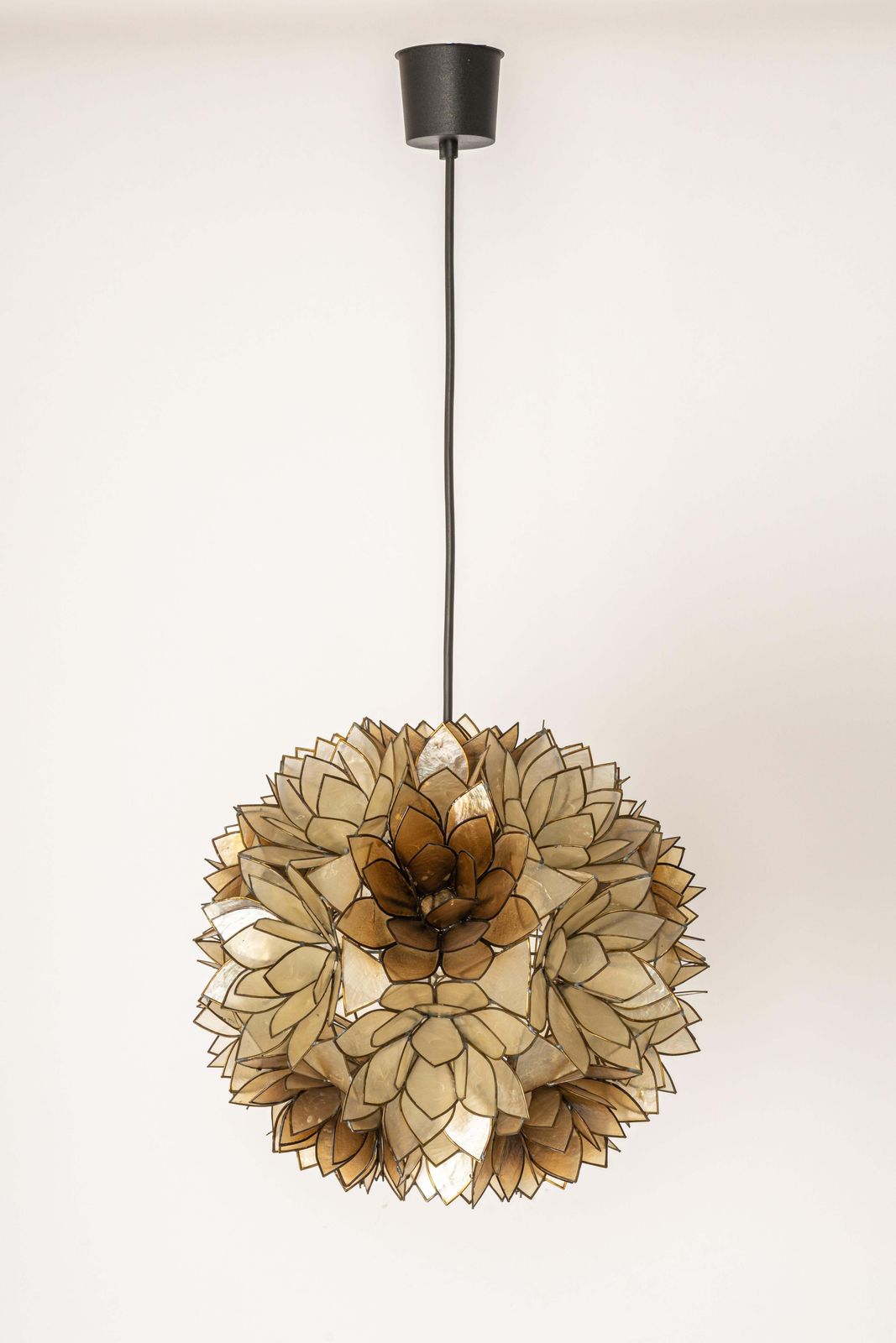 Capiz Shell Lotus Ball Chandelier Pendant Light Germany, 1960s photo furniture