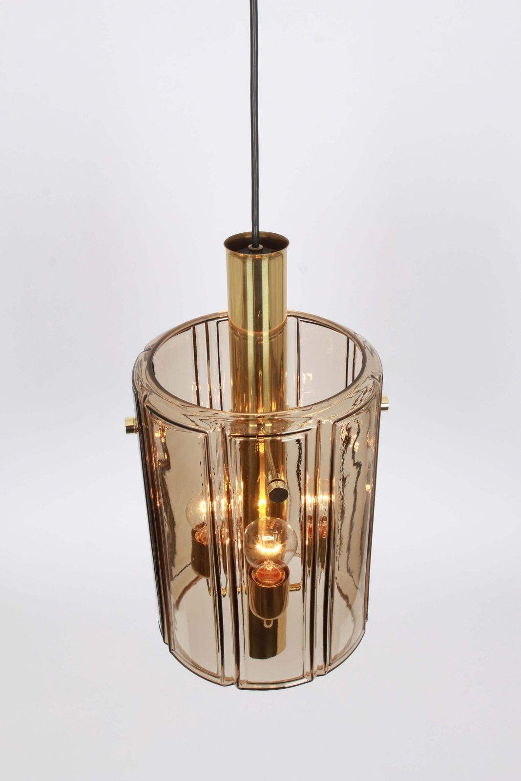 1 Of 3 Large Lantern Form Pendant Glass Shade By Limburg, Germany, 1960s photo vintage