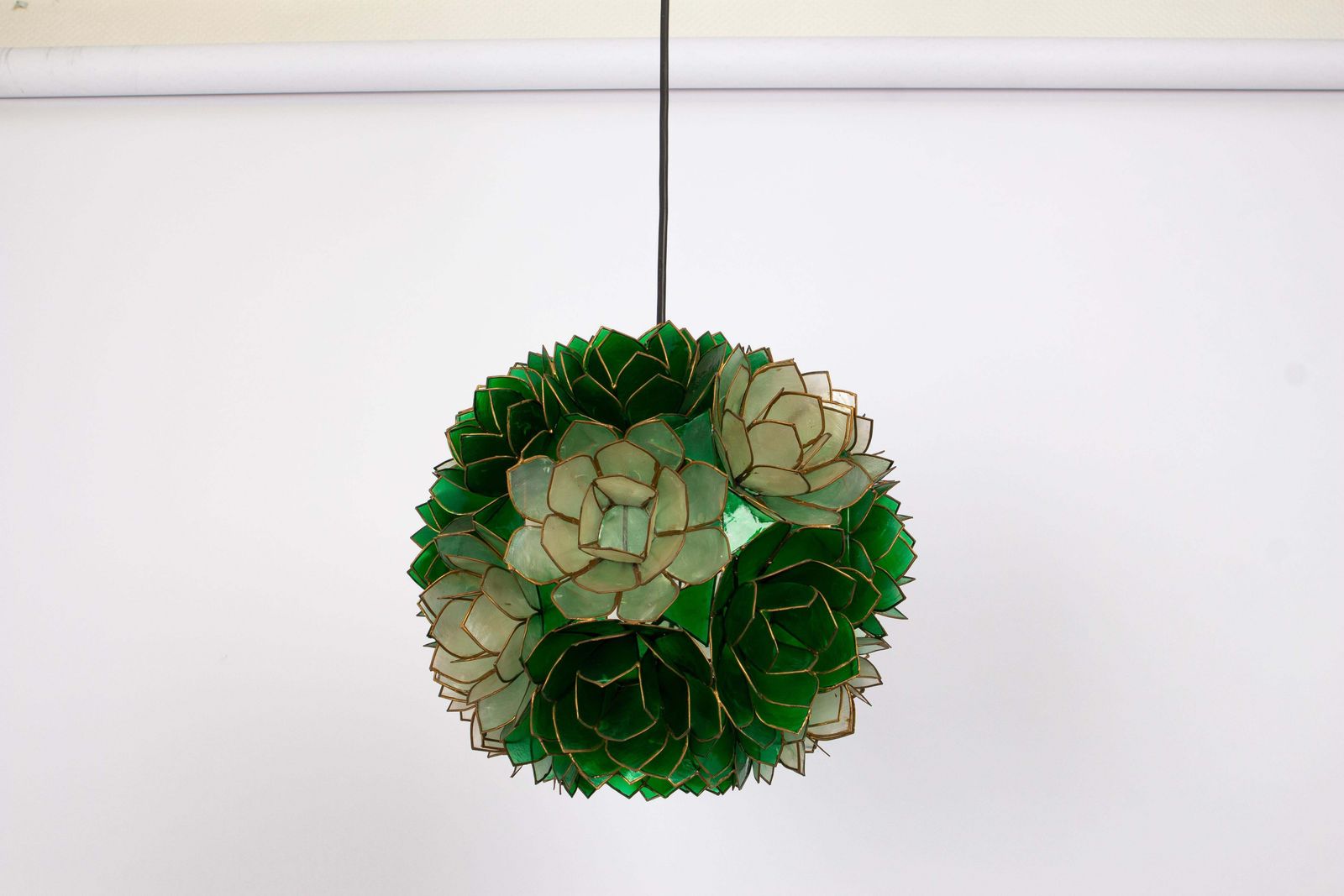 Capiz Shell Lotus Ball Chandelier Pendant Light Germany, 1960s photo Lighting