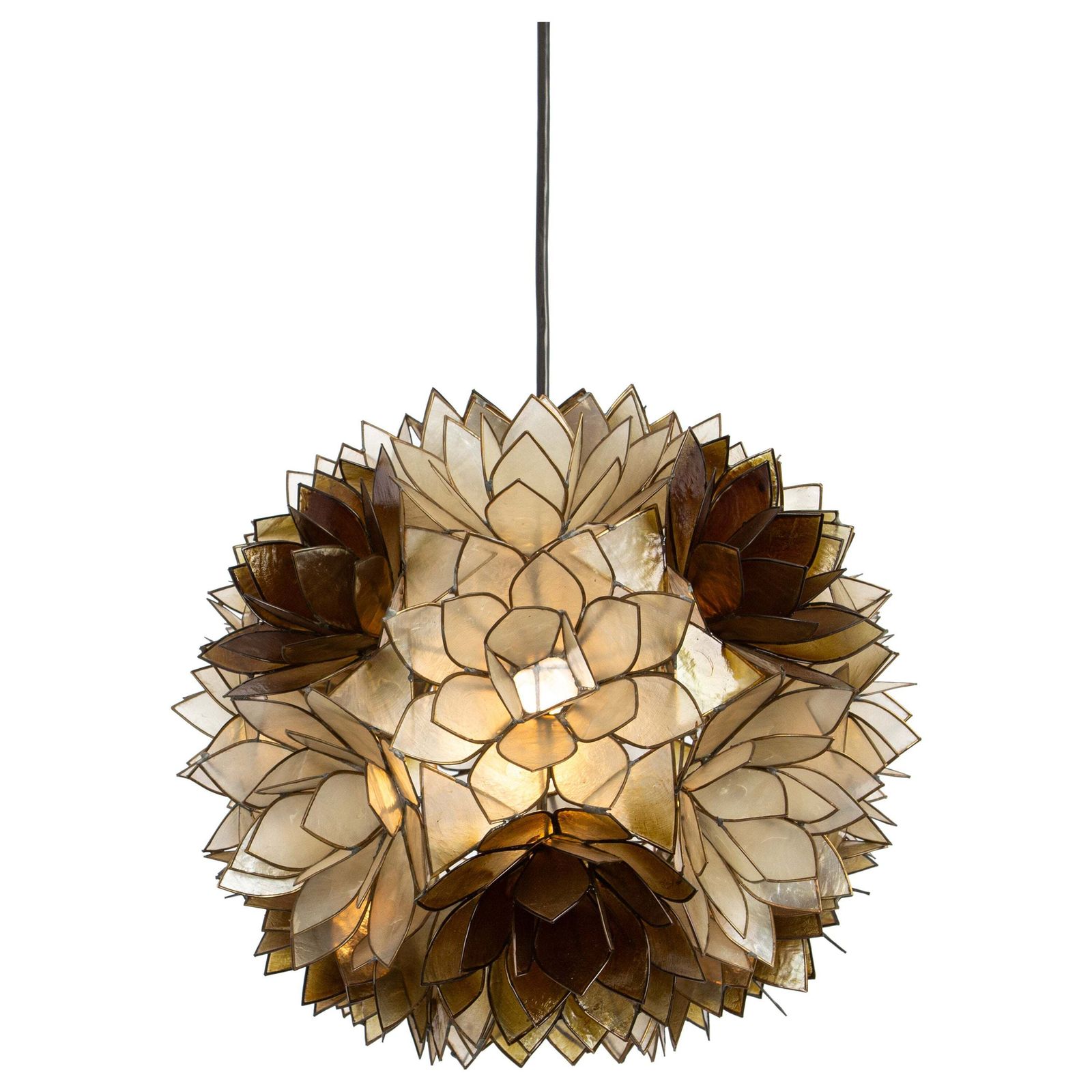 1 Of 6 Capiz Shell Lotus Ball Chandelier Pendant Light Germany, 1960s