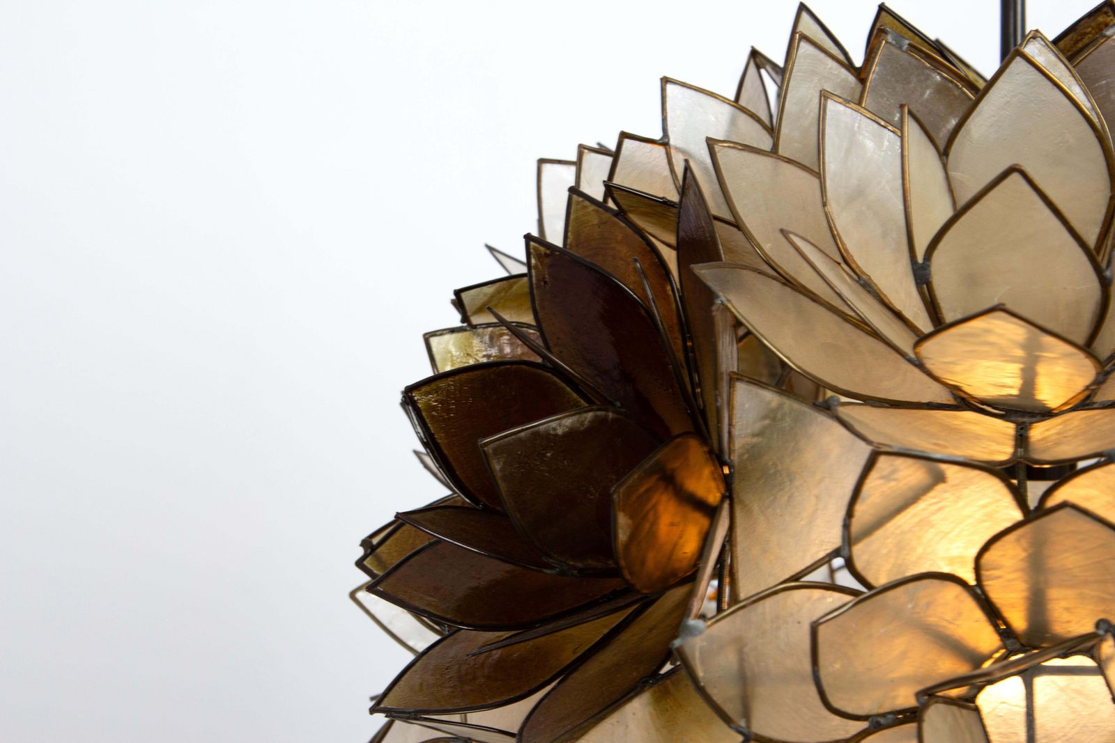 1 Of 6 Capiz Shell Lotus Ball Chandelier Pendant Light Germany, 1960s photo vintage