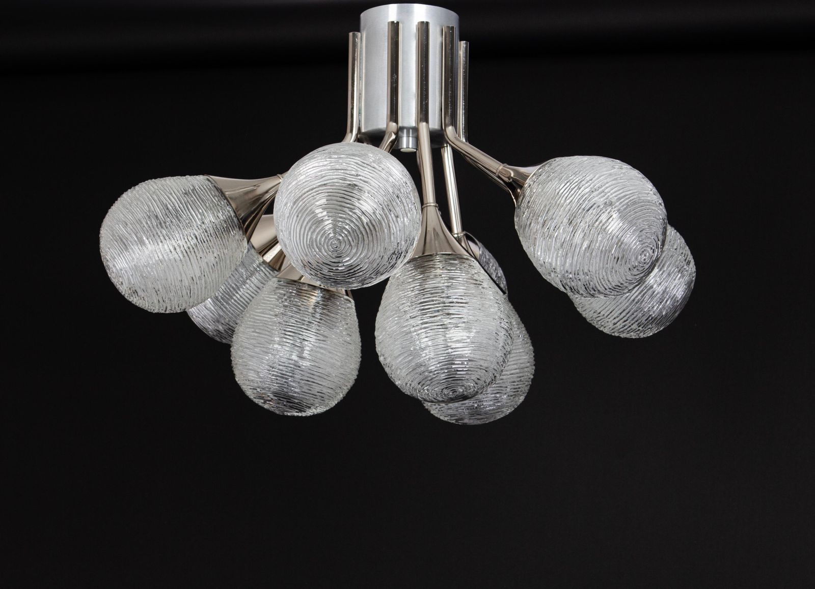 Stunning Kaiser Sputnik Glass Globes Chandelier, Germany, 1970s photo Lighting