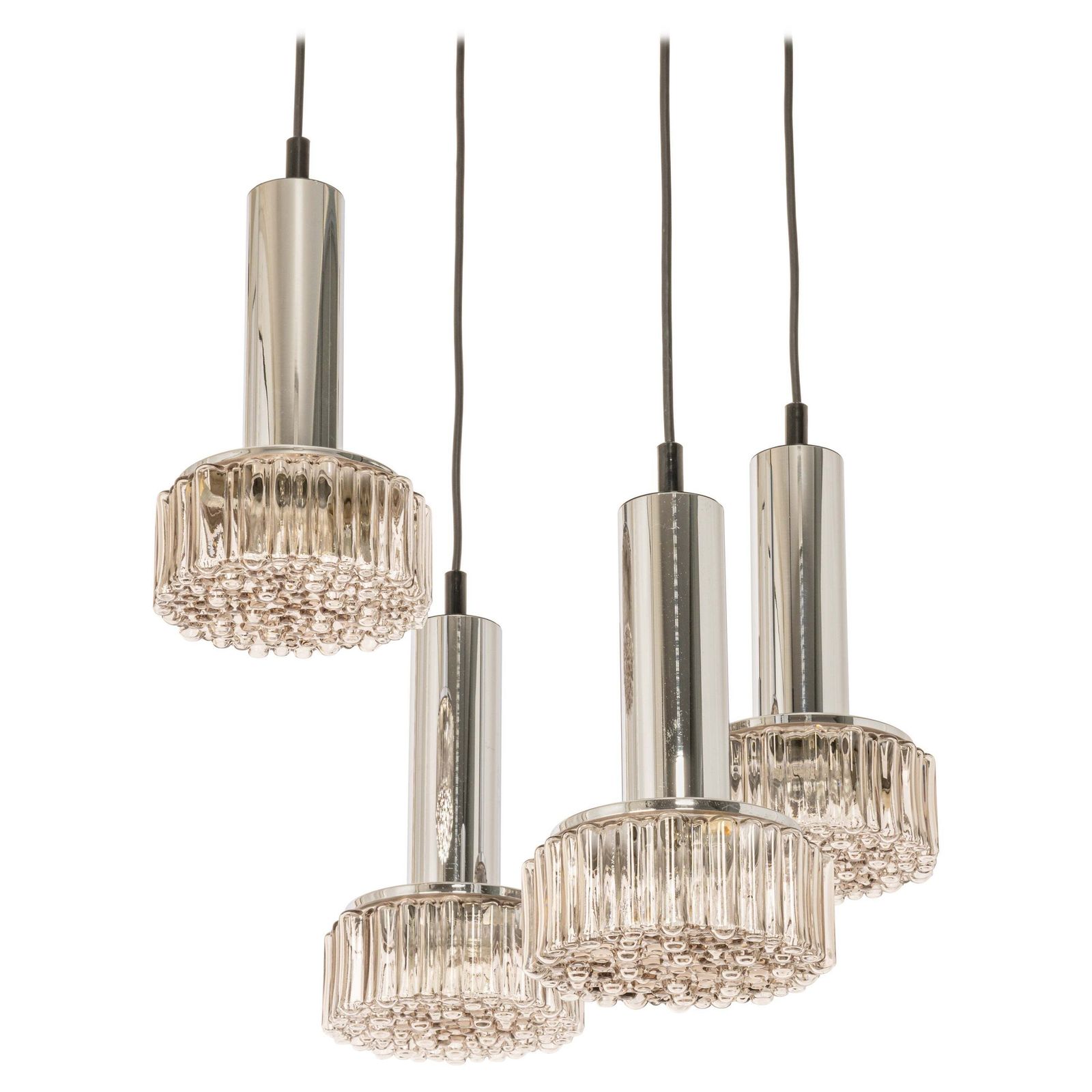 Large Designer Cascading Chandelier Glass For Staff Leuchten, Germany, 1970s