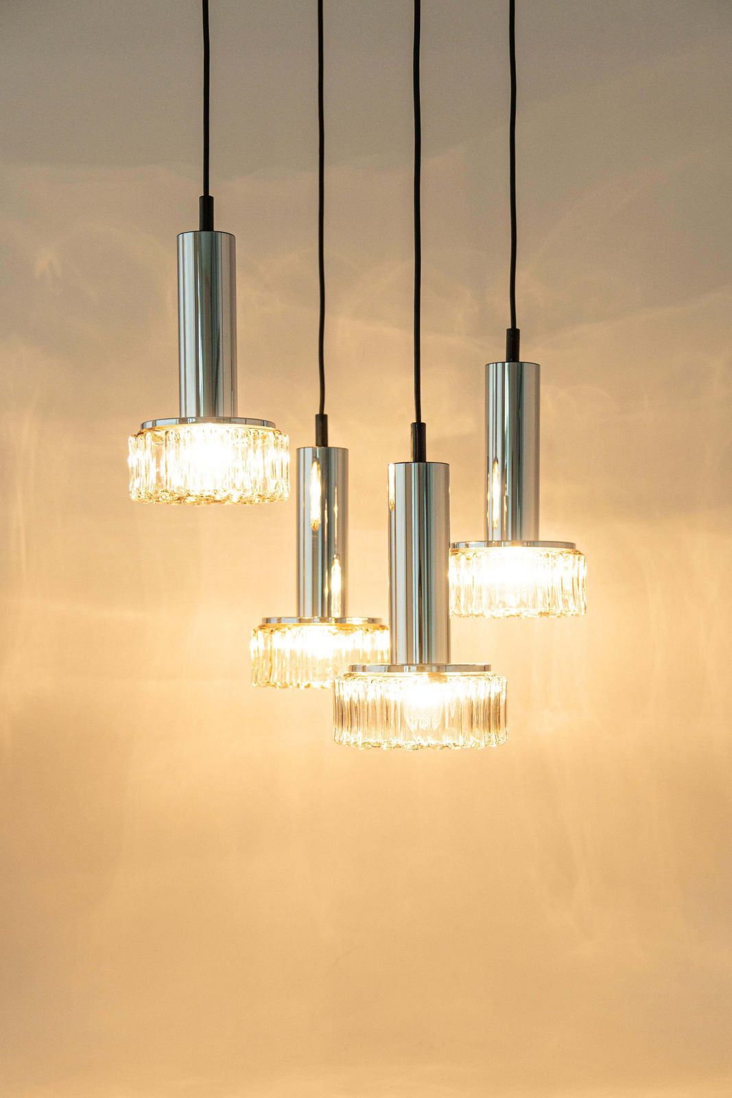 Large Designer Cascading Chandelier Glass For Staff Leuchten, Germany, 1970s photo vinterior
