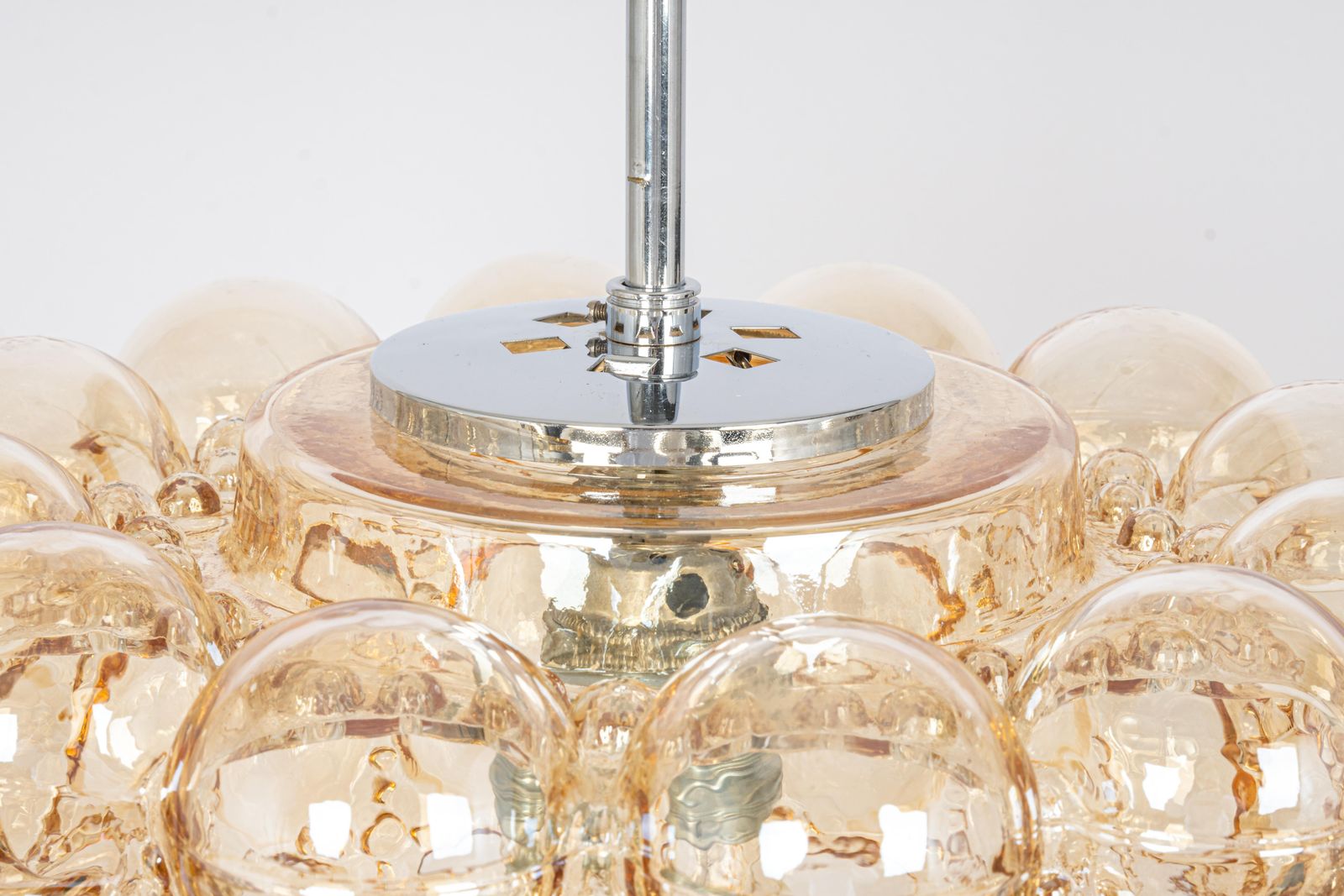 Large Amber Bubble Glass Pendant By Helena Tynell For Limburg, Germany, 1970s photo buy