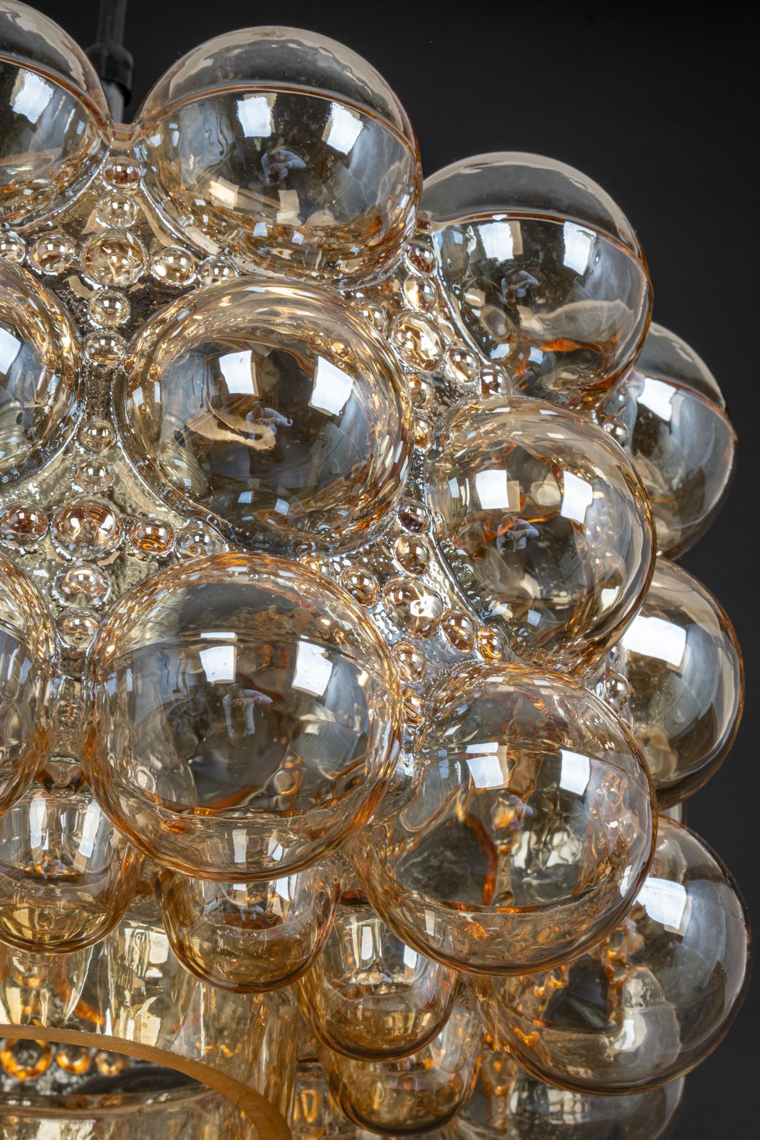 photo vintage Large Amber Bubble Glass Pendant By Helena Tynell For Limburg, Germany, 1970s