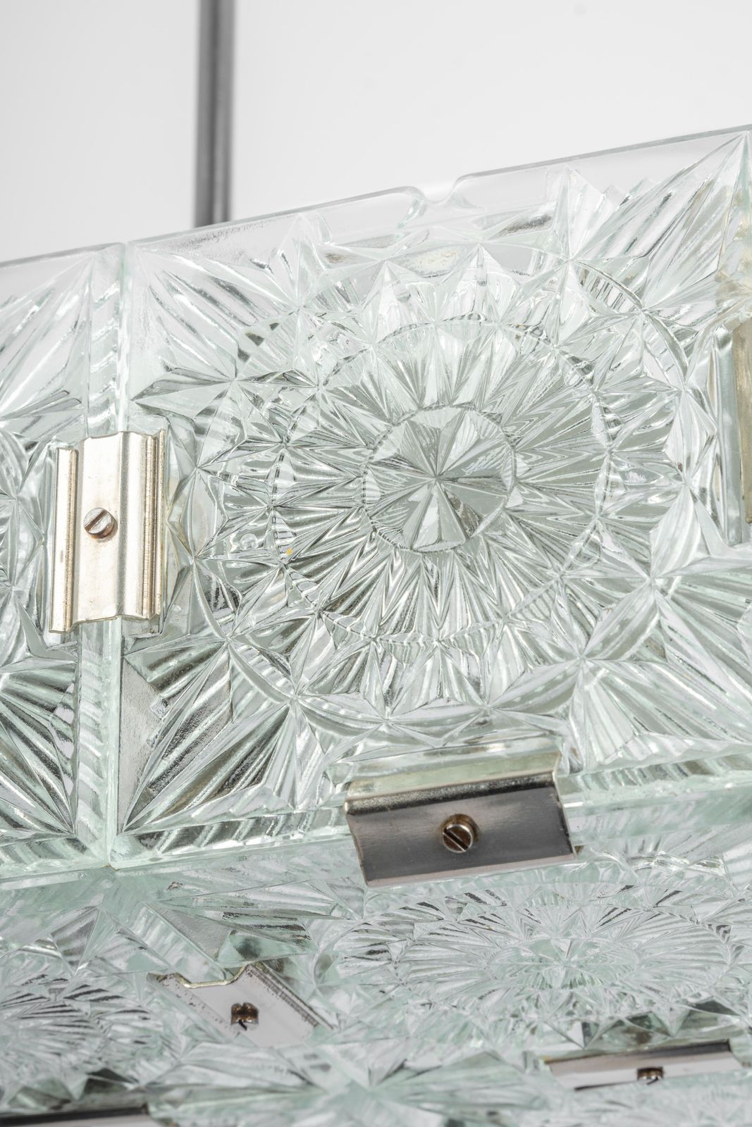Large Mid Century Glass Chandelier Veb Lighting, Germany, 1970s photo 1032.0