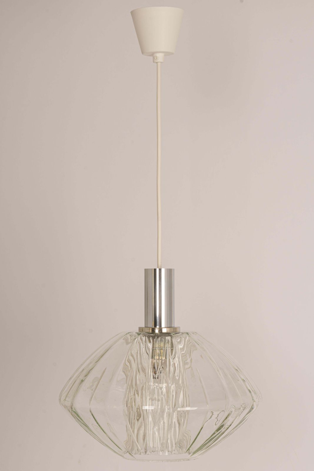 Large Glass Pendant Light In Tulipan Form By Cosack, Germany, 1970s photo for sale