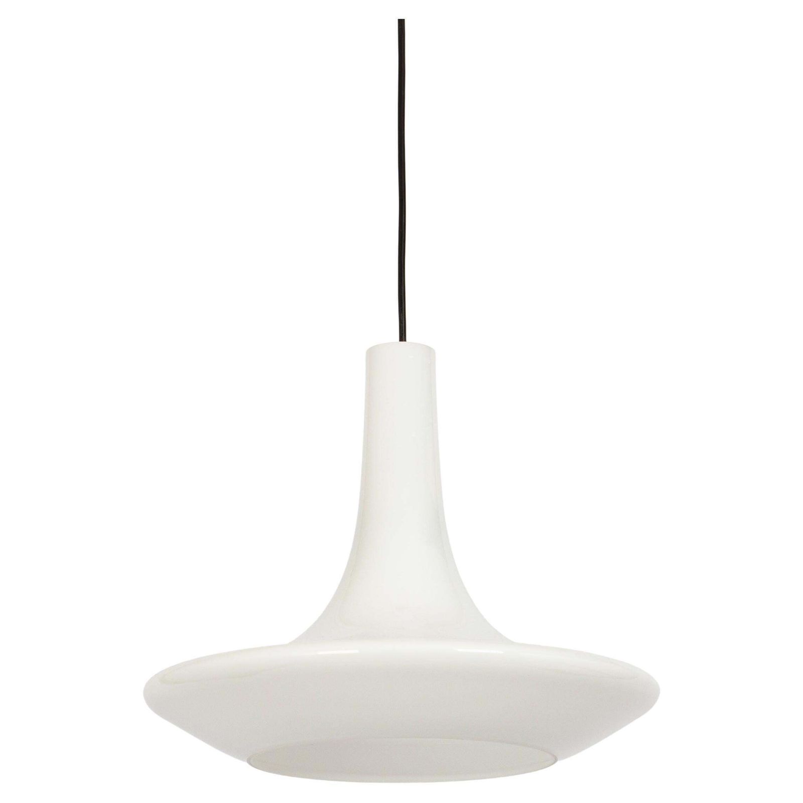 Wonderful White Opal Glass Pendant Light, Peill & Putzler, Germany, 1970s