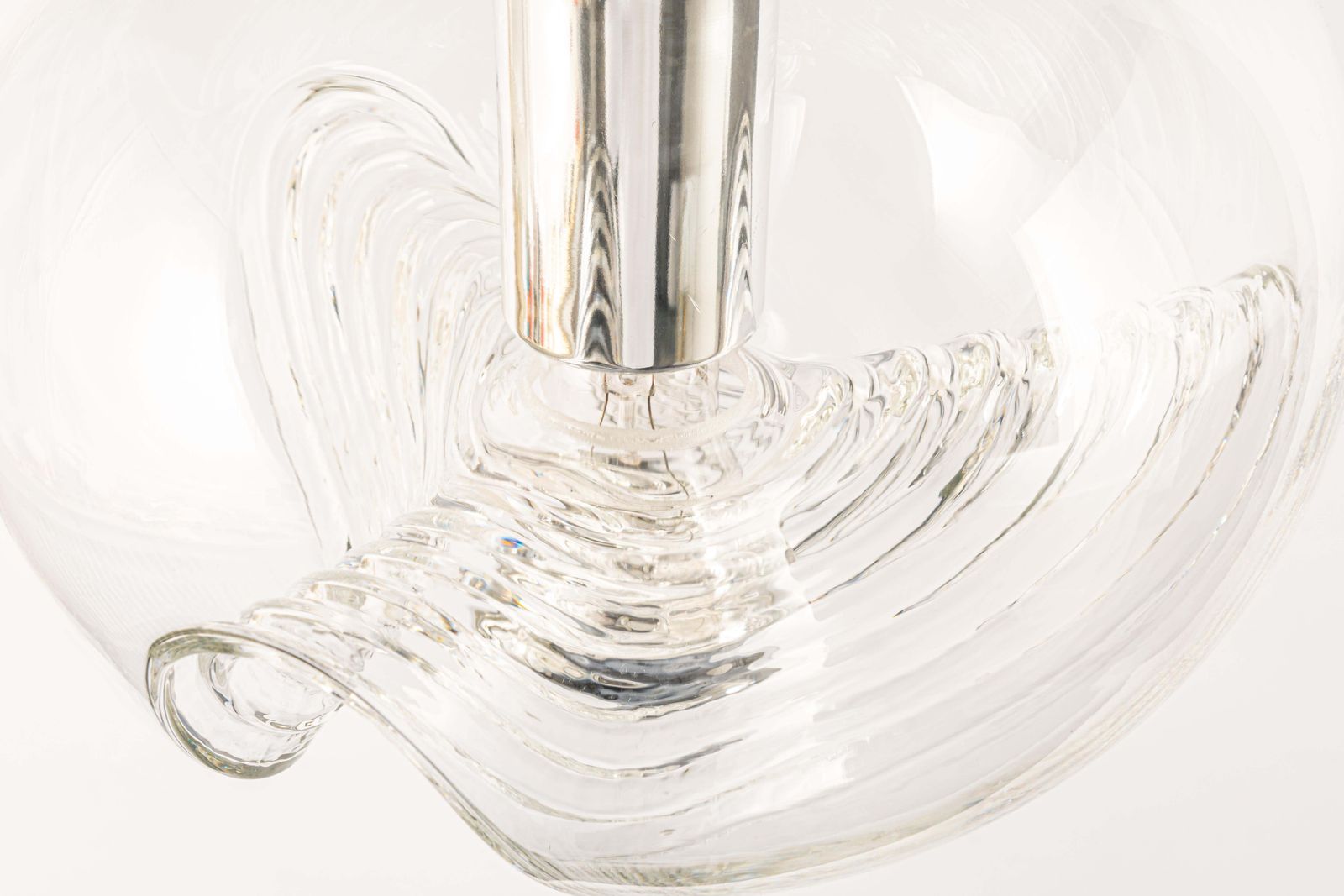 1 Of 6 Large Clear Glass Pendant Light By Peill & Putzler, Germany, 1970s photo buy