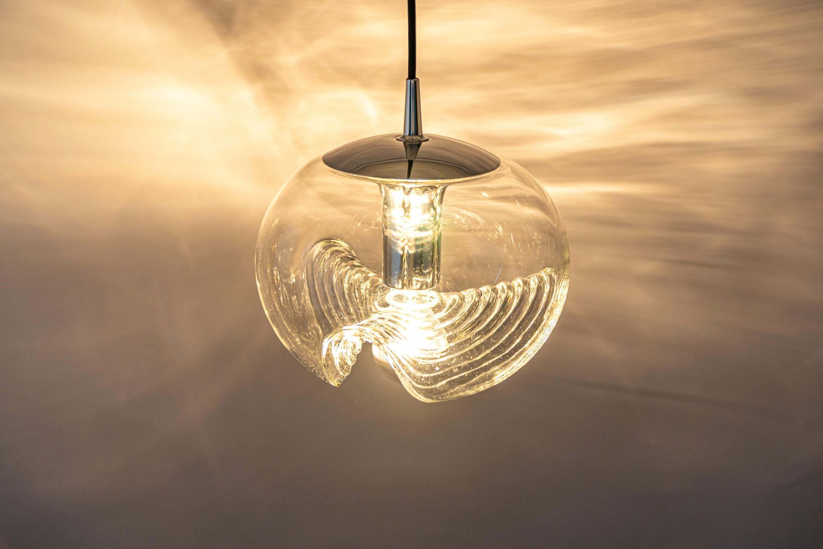 Lighting 1 Of 6 Large Clear Glass Pendant Light By Peill & Putzler, Germany, 1970s photo