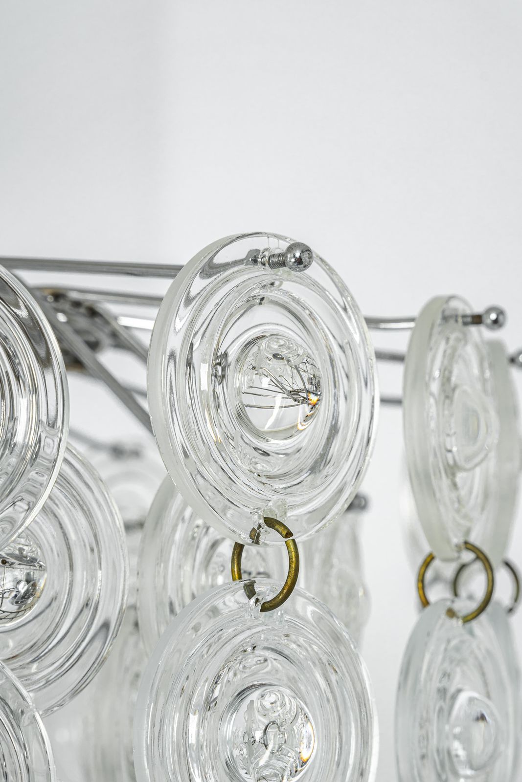 Petite Stunning Pendant, Chrome And Crystal Glass By Kinkeldey, Germany, 1970 photo for sale