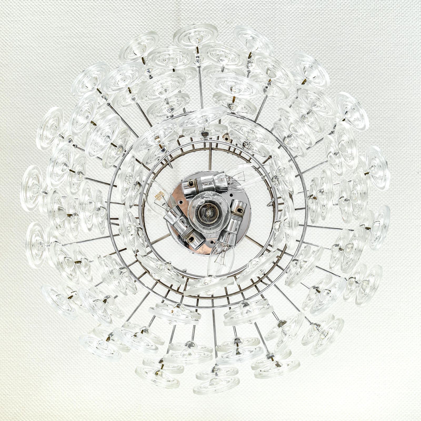 Petite Stunning Pendant, Chrome And Crystal Glass By Kinkeldey, Germany, 1970 photo buy