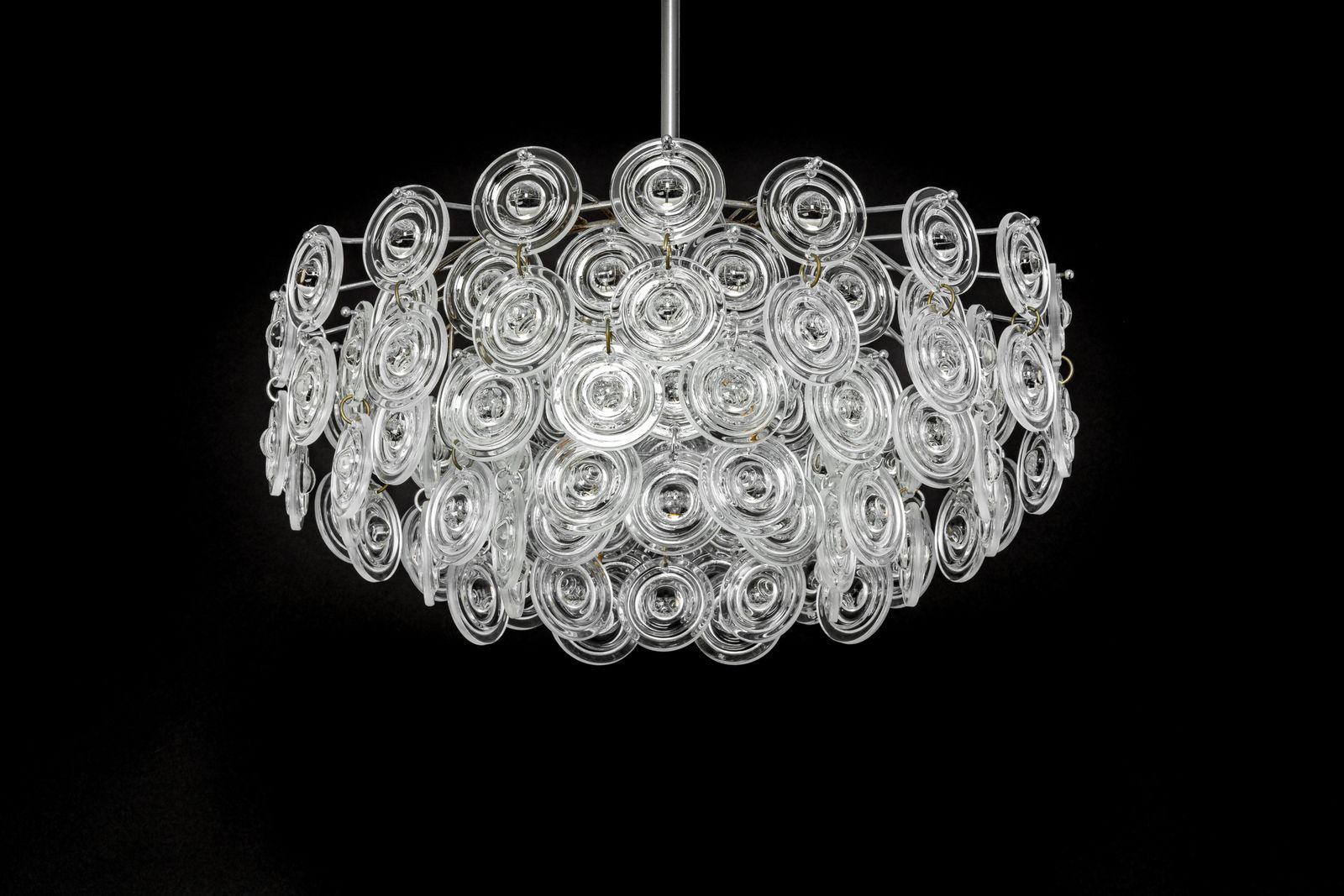 photo furniture Petite Stunning Pendant, Chrome And Crystal Glass By Kinkeldey, Germany, 1970