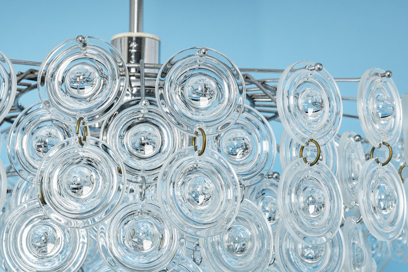 Lighting Petite Stunning Pendant, Chrome And Crystal Glass By Kinkeldey, Germany, 1970 photo