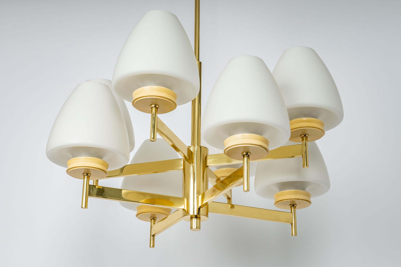 Stunning Sputnik Chandelier With Opal Glasses By Kaiser, Germany, 1970s photo Lighting