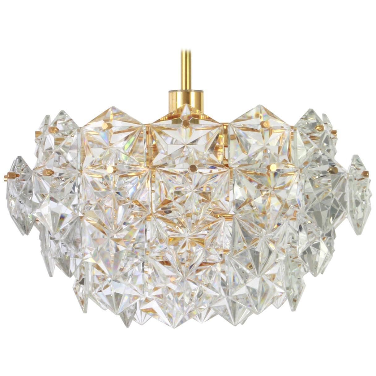 Gilt Brass And Crystal Glass Chandelier By Kinkeldey, Germany, 1970s
