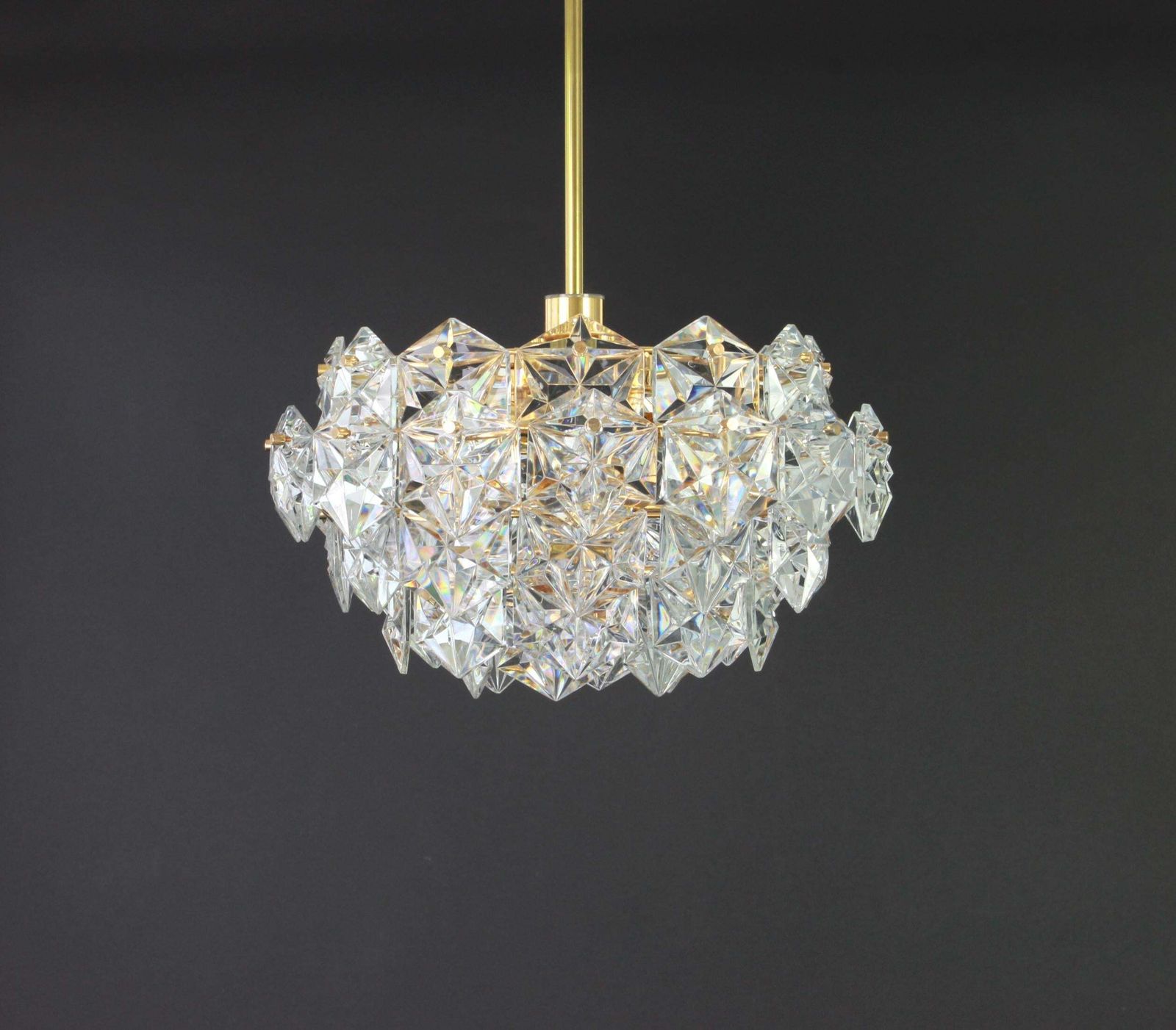 Gilt Brass And Crystal Glass Chandelier By Kinkeldey, Germany, 1970s photo for sale
