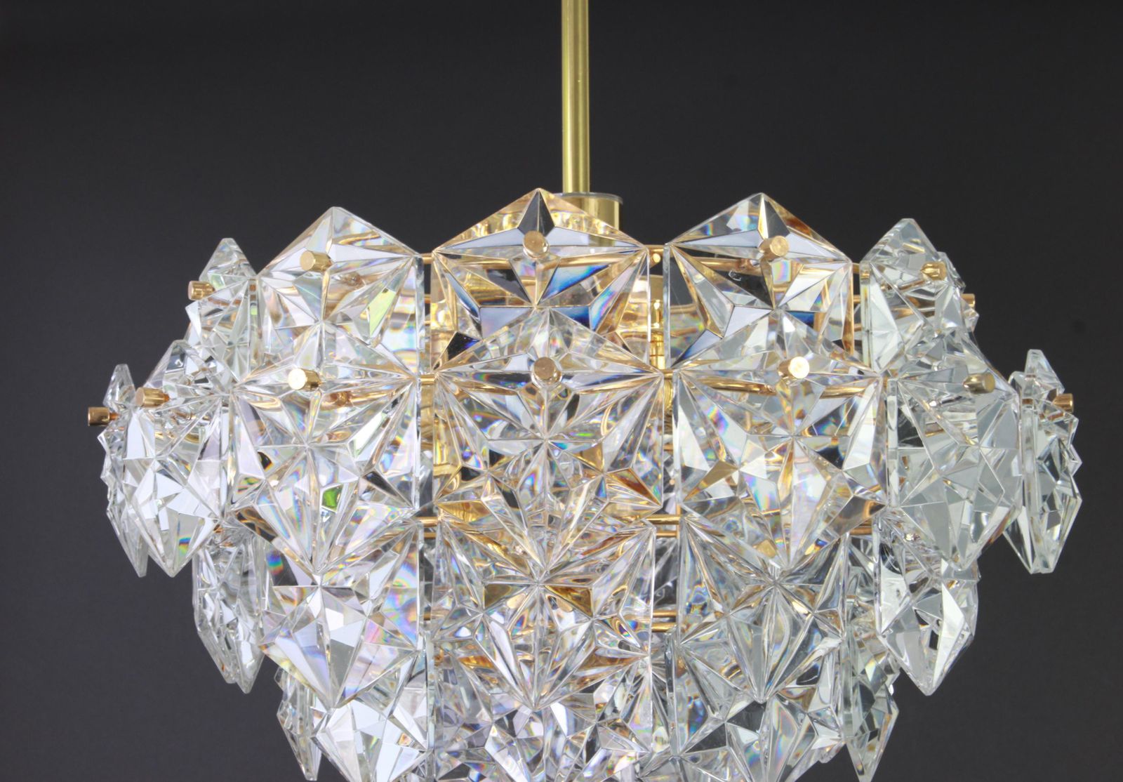 Gilt Brass And Crystal Glass Chandelier By Kinkeldey, Germany, 1970s photo Lighting