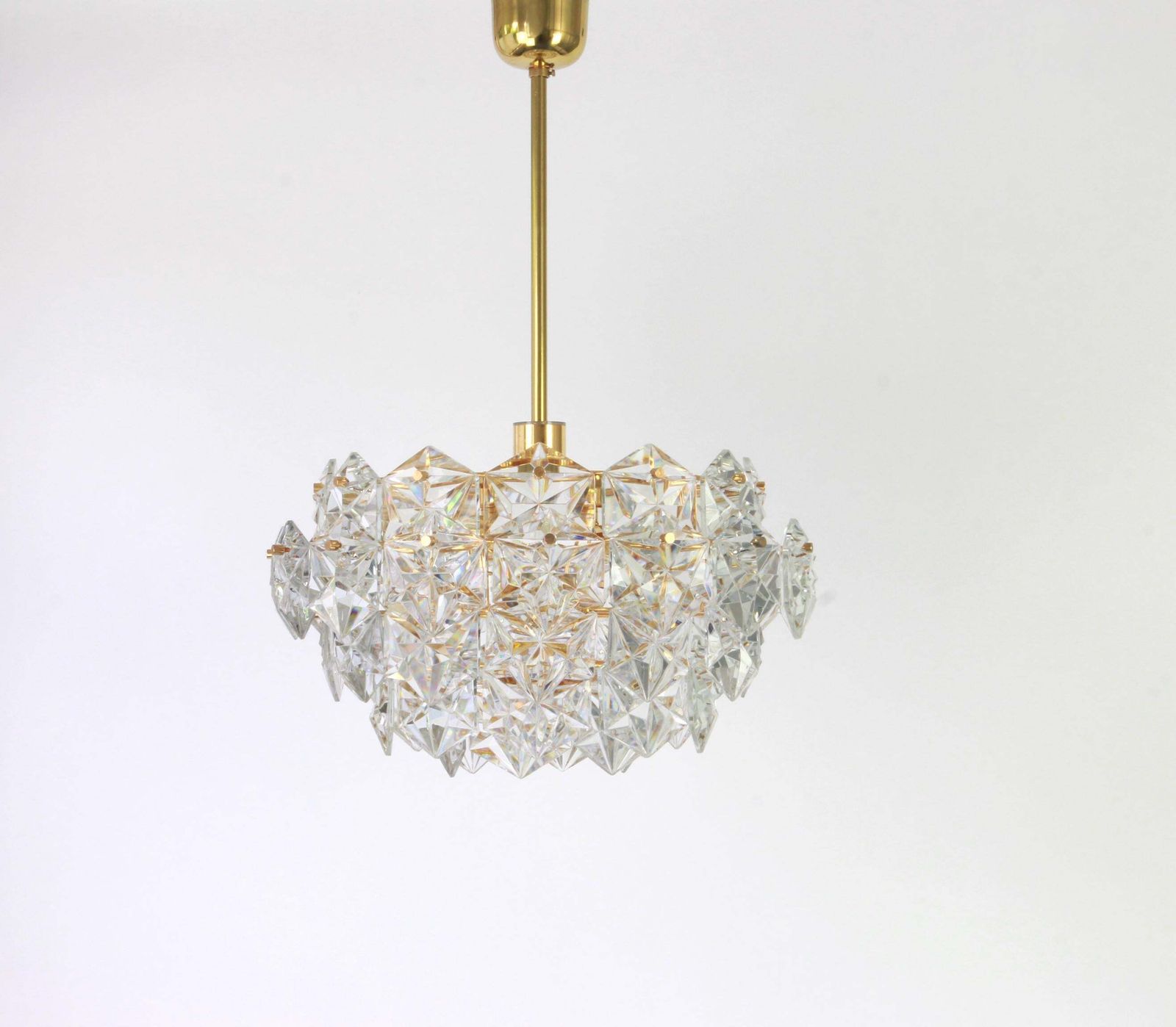 Lighting Gilt Brass And Crystal Glass Chandelier By Kinkeldey, Germany, 1970s photo