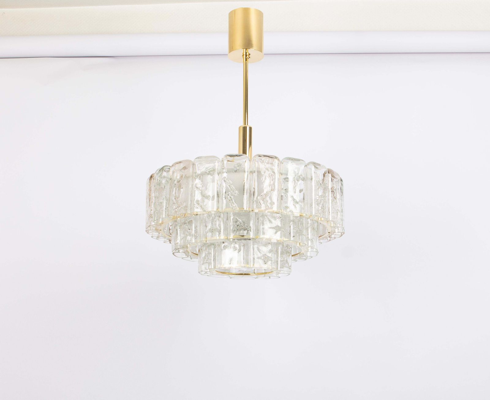 Stunning Murano Ice Glass Tubes Chandelier By Doria, Germany, 1960s photo for sale