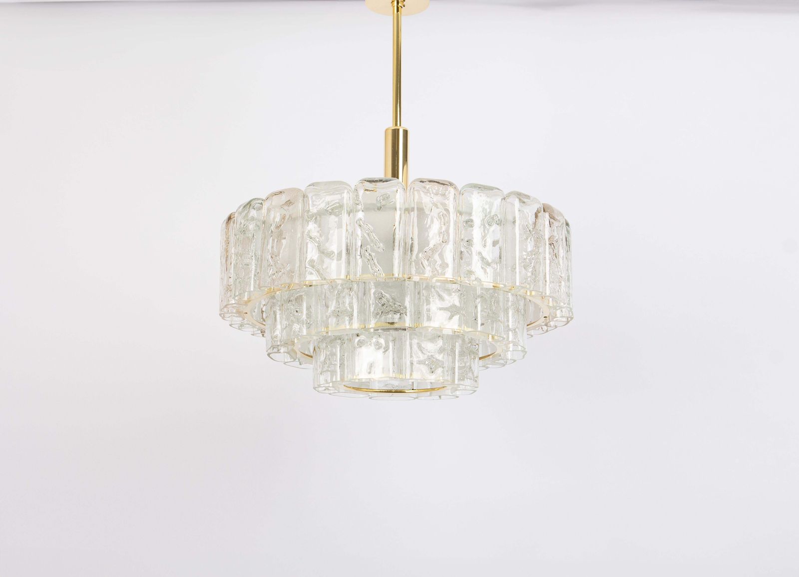 Stunning Murano Ice Glass Tubes Chandelier By Doria, Germany, 1960s photo Lighting