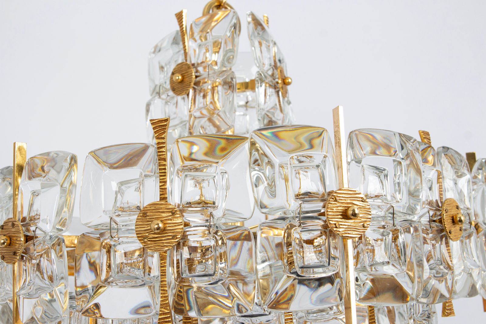 Gilt Brass And Crystal Chandelier, Sciolari Design By Palwa, Germany, 1970s photo Lighting