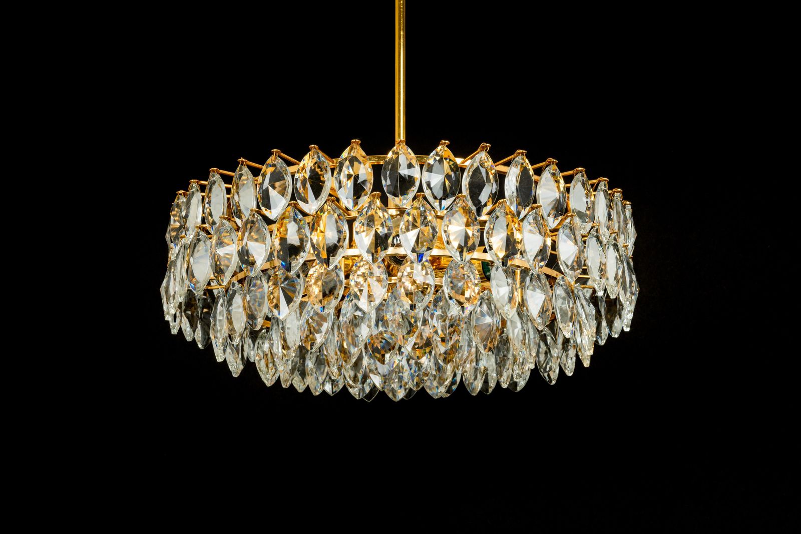 photo for sale Bakalowits Chandelier Brass And Crystal Glass, Austria, 1960s