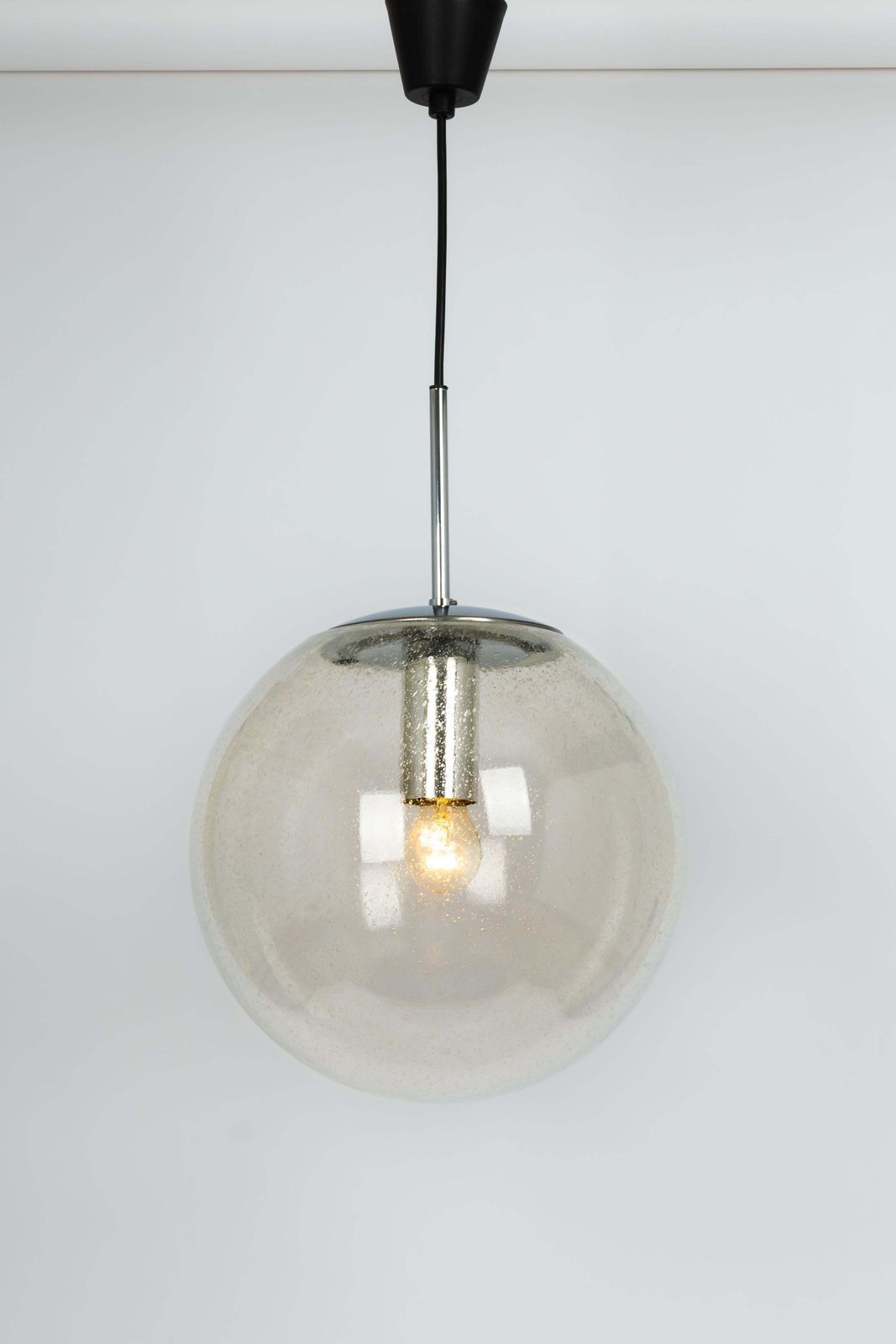 1 Of 3 Large Limburg Chrome With Clear Glass Ball Pendant, Germany, 1970s photo 1204.0