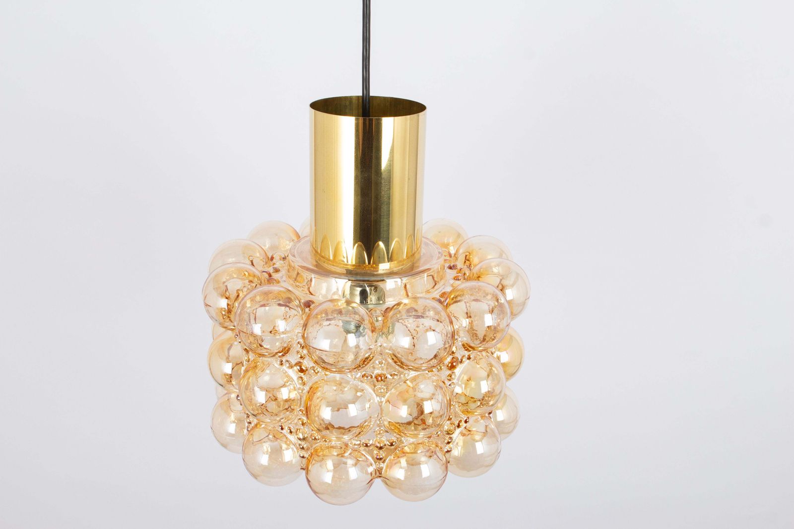Large Amber Bubble Glass Pendant By Helena Tynell For Limburg, Germany, 1970s photo Lighting