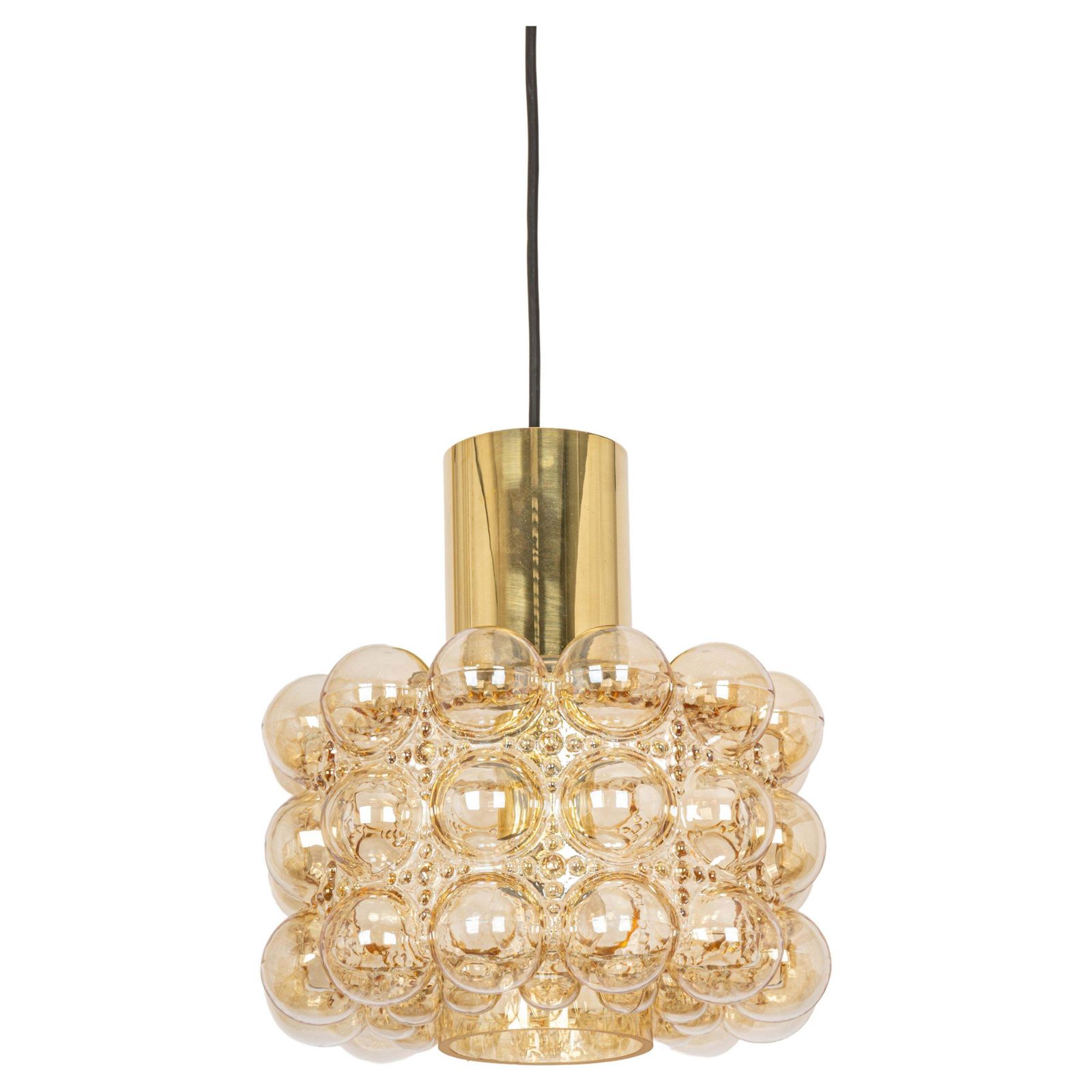 Large Amber Bubble Glass Pendant By Helena Tynell For Limburg, Germany, 1970s