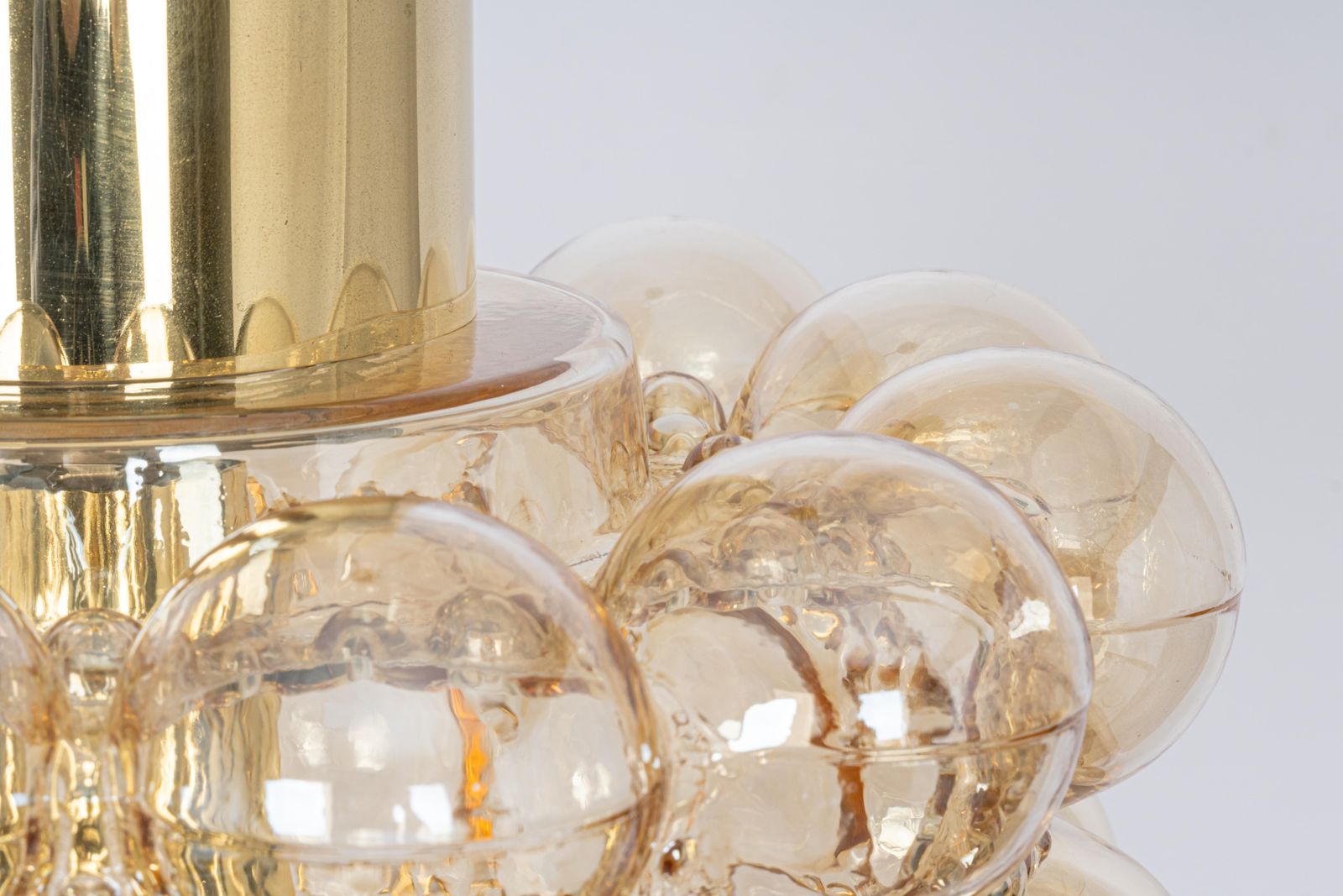 Large Amber Bubble Glass Pendant By Helena Tynell For Limburg, Germany, 1970s photo buy