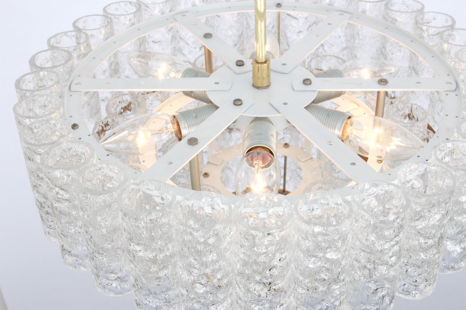 1247.0 1 Of 2 Stunning Murano Ice Glass Tubes Chandelier By Doria, Germany, 1960s photo