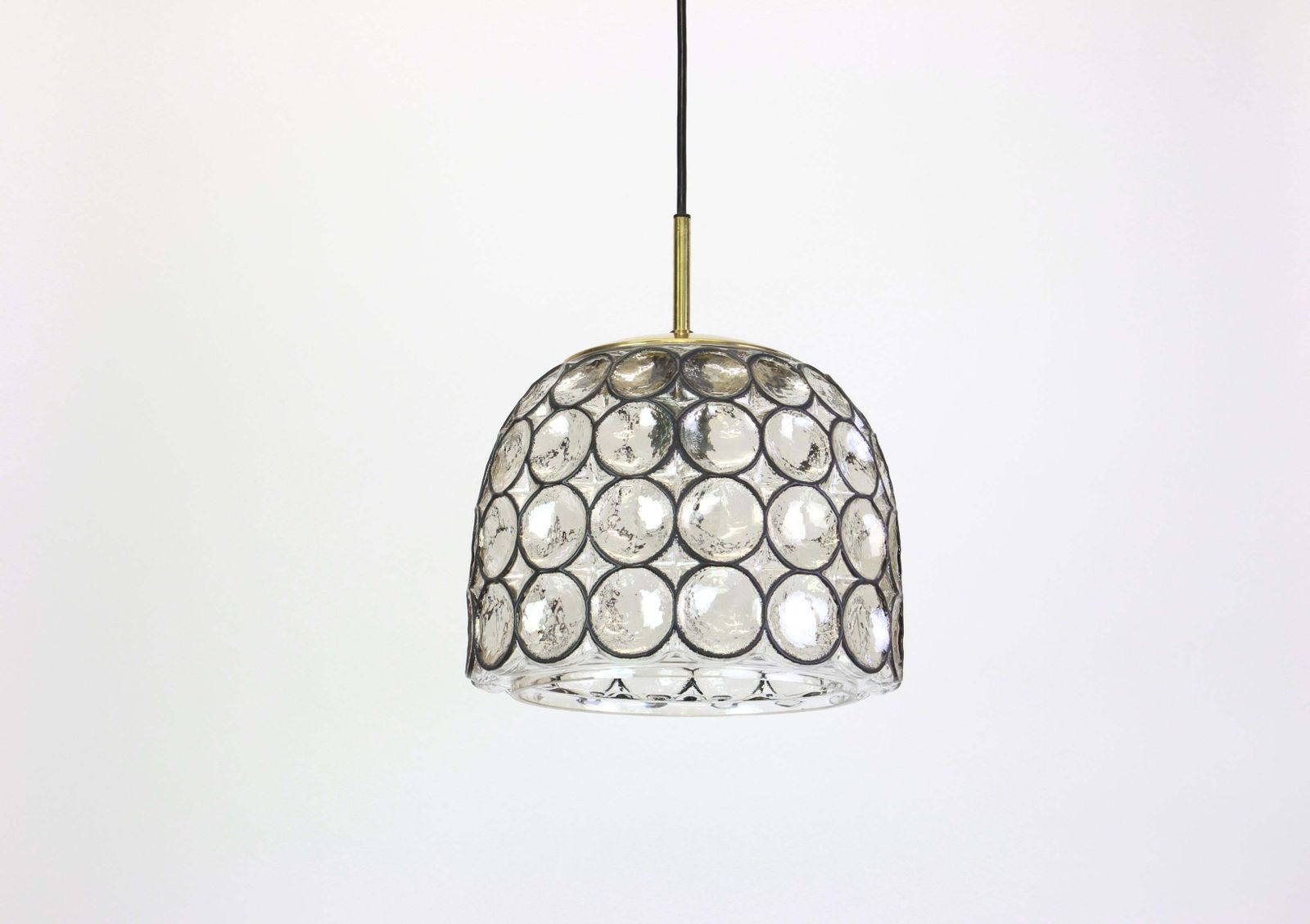 1 Of 16 Iron And Clear Glass Pendant Lights By Limburg, Germany, 1960s photo Lighting