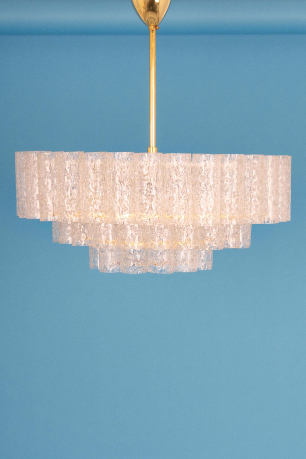 photo buy 1 Of 2 Stunning Murano Ice Glass Tubes Chandelier By Doria, Germany, 1960s