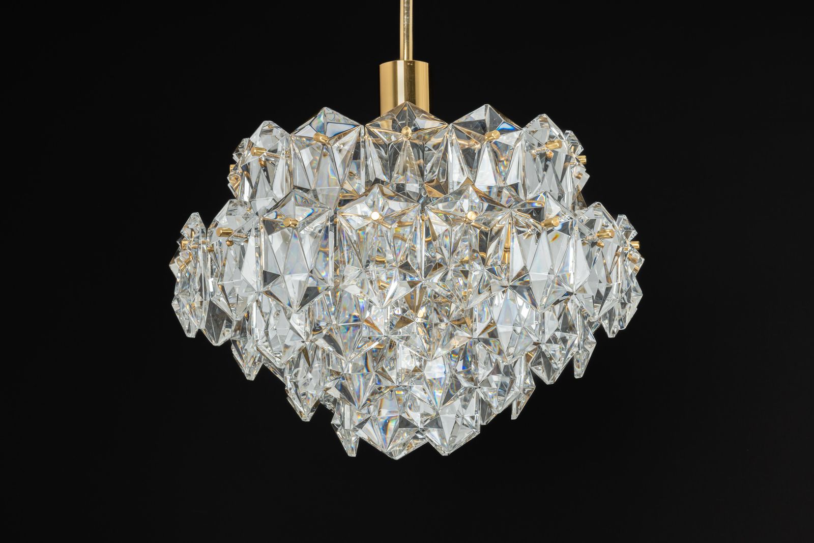 1 Of 3 Stunning Chandelier, Brass And Crystal Glass By Kinkeldey, Germany, 1970s photo buy