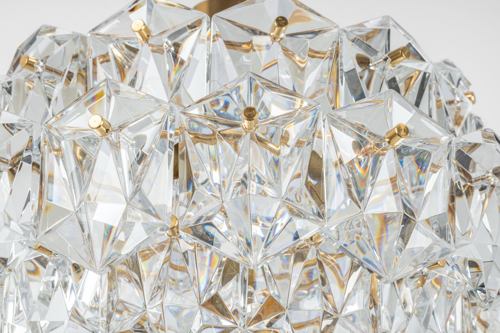 Lighting 1 Of 3 Stunning Chandelier, Brass And Crystal Glass By Kinkeldey, Germany, 1970s photo